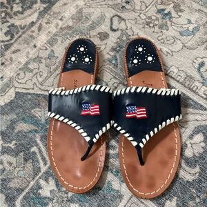 Stylish Navy Sandals with Flag Detail